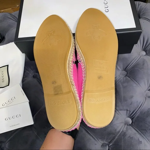 New Size 37.5 Gucci Pink Canvas Espadrilles - Picture 5 of 5